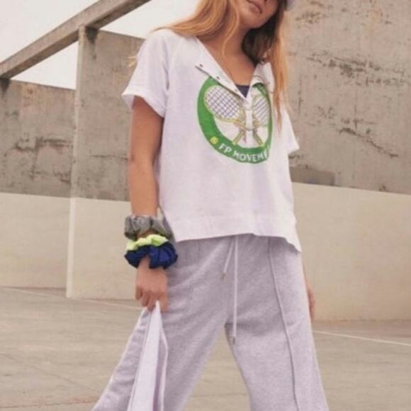 FREE PEOPLE MOVEMENT Inhale Henley Graphic T-Shirt Size XS - Picture 1 of 7